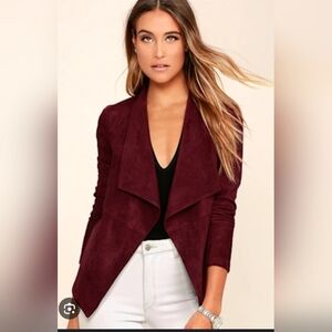 BB Dakota Women's Burgundy Open Front Jacket With Tie